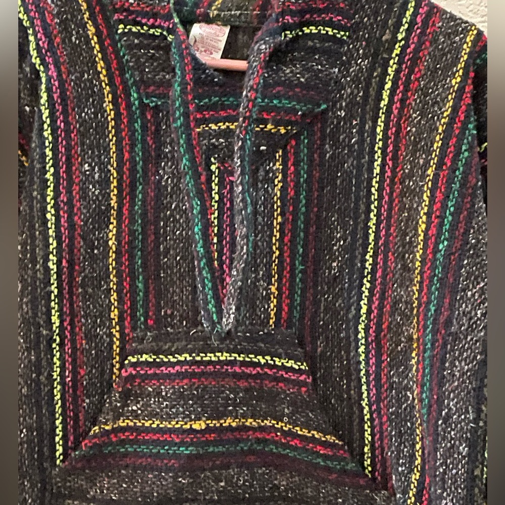 Mexican black with multicolored stripes hoodie